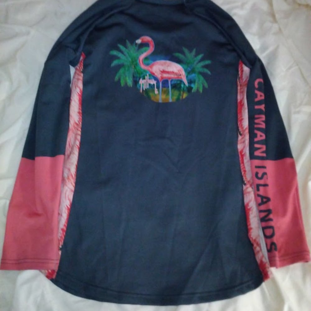Guy Harvey Flamingo Graphic Long Sleeve Shirt - Cayman Island Print